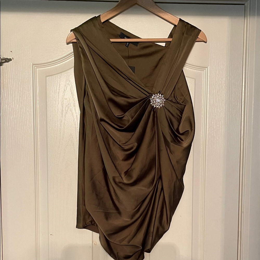 Ark & Co Olive Green Draped Blouse
